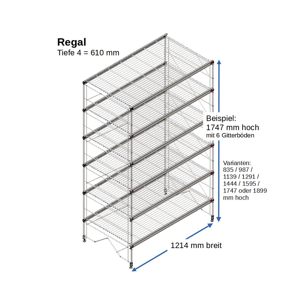 Etagair Regal 1214 mm breit - BALTON Shop