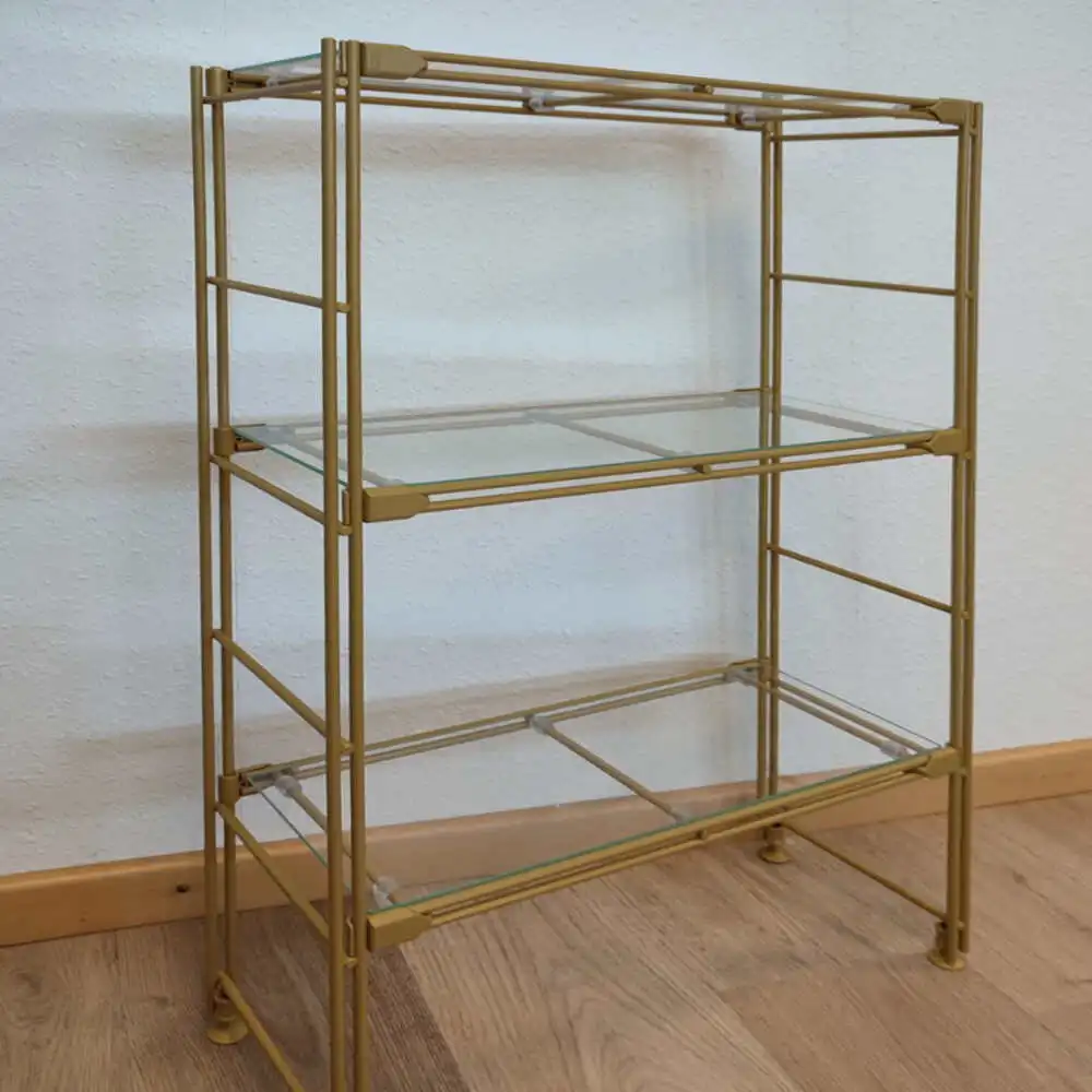 Stylisches Metall-Regal, gold beschichtet mit Glitzereffekt 19 cm tief, 85 cm hoch für Nieschen wenn wenig Platz zur Verfügung steht