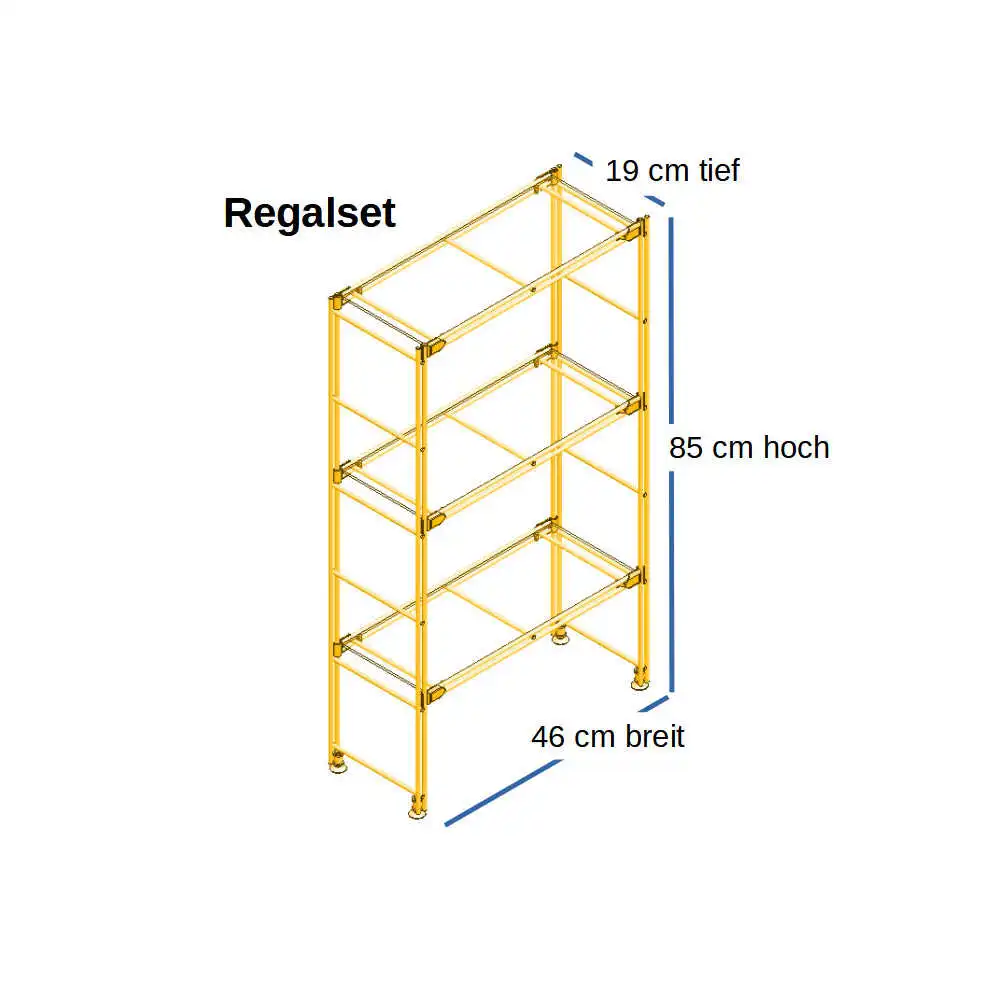 Regal Gold metallic mit 3 transprarenten Glasauflagen 85 cm hoch 46 cm breit 19 cm tief - Sonderedition!