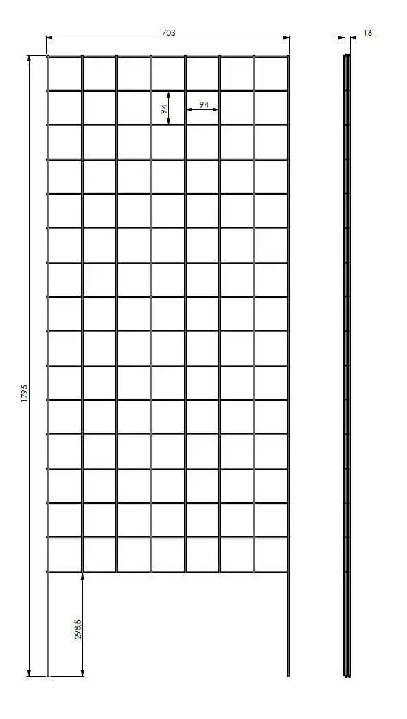 Rankgitter Ausführung 180x70 cm mit 30 cm Erdspieß