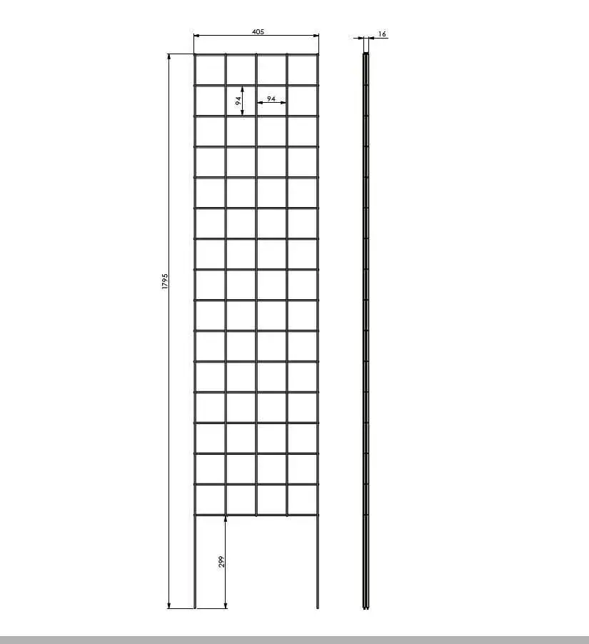 Rankgitter Ausführung 180x40 cm mit 30 cm Erdspieß