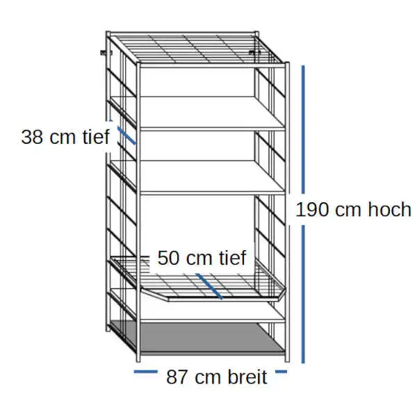 510445 Wohnraumregal mit 3x weissen und 1x Nussbaumfarbenem Holzboden mit extratiefem Gitterboden