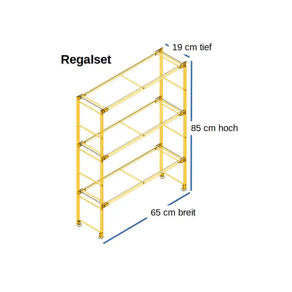 Regal Gold metallic mit 3 transprarenten Glasauflagen 65 cm breit 85 cm hoch - Sonderedition!