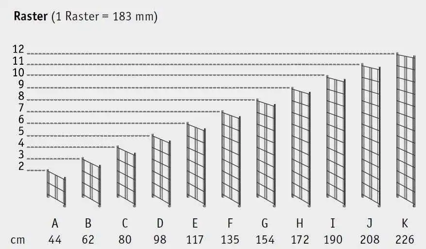 BIII 380 Regalleiter in 190 cm Höhe 38 cm Tiefe Metall verchromt - mit Dekostäben