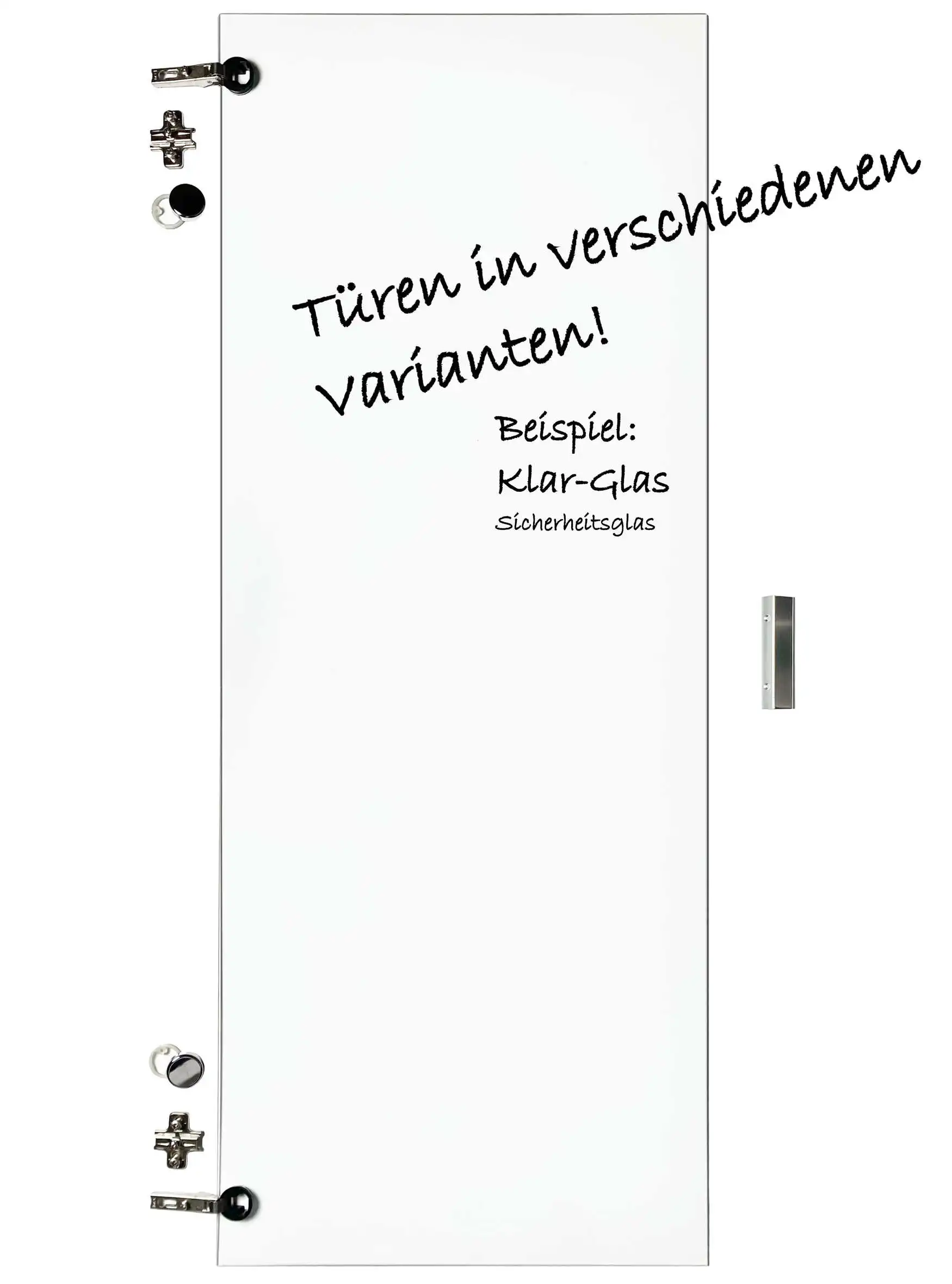 Die Tür ist in verschiedenen Ausführungen erhältlich, so dass Sie Ihre Wunschkombination zusammen stellen können. Die benötigten Montagematerialien werden mitgeliefert.