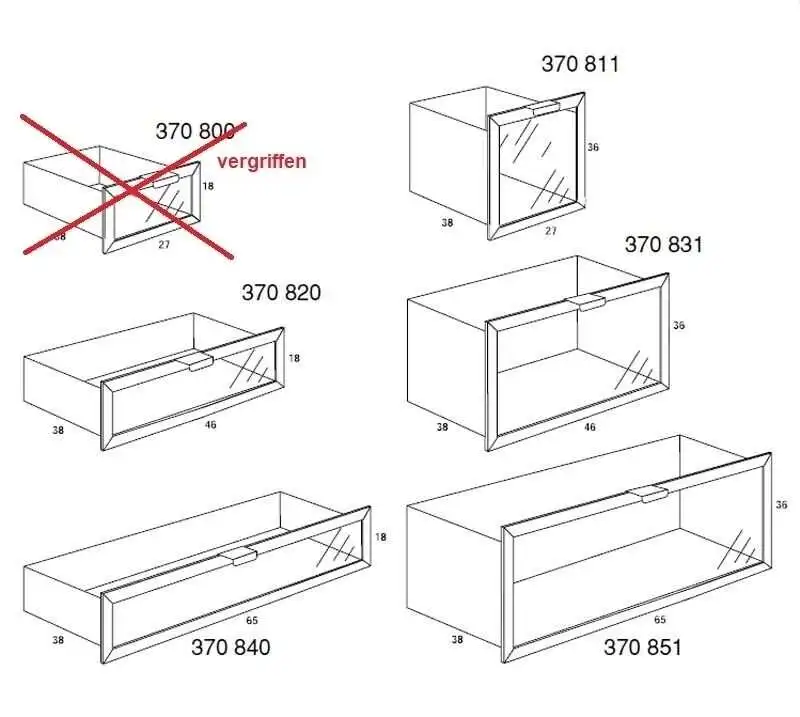 3708411 Metallschublade 65 cm (Breite) x 18 cm (Höhe) x 38 cm Tiefe - BIII 380