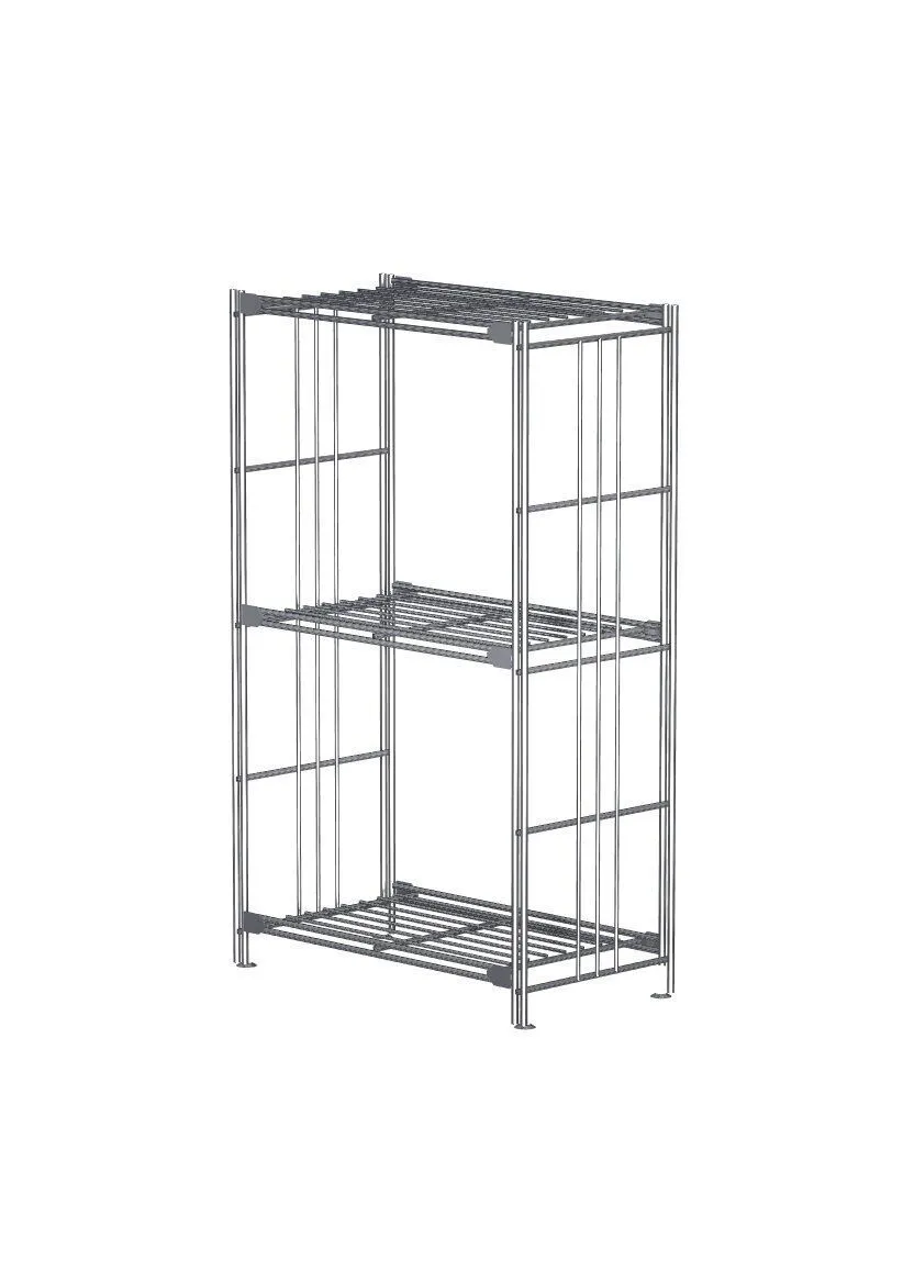 Klassisches Metallregal verchromt, aus hochwertigem Metall, 80 cm hoch,  48 cm breit mit 3 Gitterböden