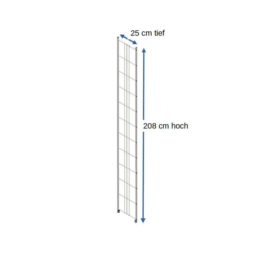 470140 Regalleiter 208 cm hoch 25 cm tief Metall verchromt