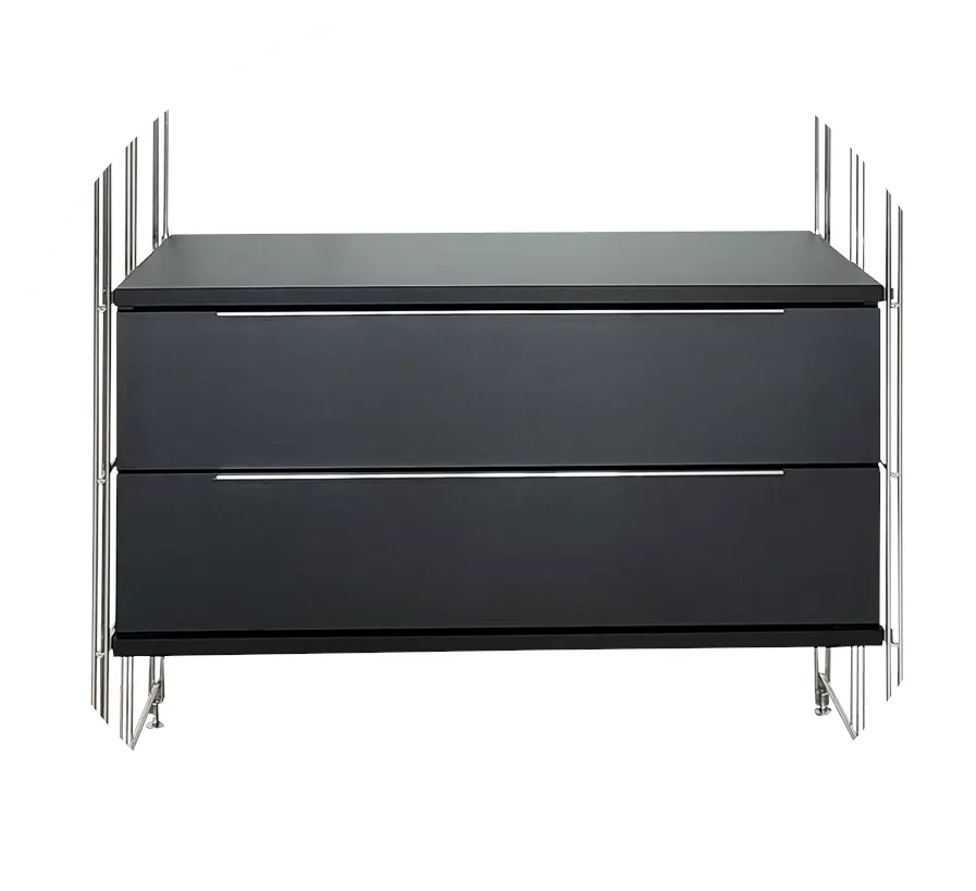 Holzkorpus mit 2 Schubfächern in schwarz, 85 cm breit, 38 cm tief Korpus in klassischem schlichten Design in schwarz mit 2 Schubfächern zum Einbau in bereits #aufgebaute Regale in 38 cm Tiefe der BIII Serie