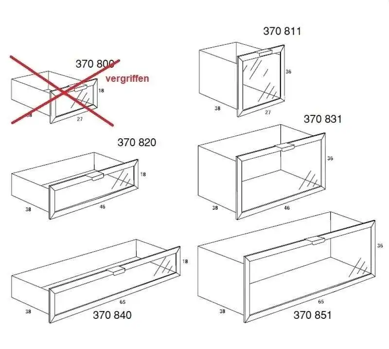 3708511 Metallschublade 65cm (Breite) x 37 cm (Höhe) x 38 cm Tiefe - BIII 380