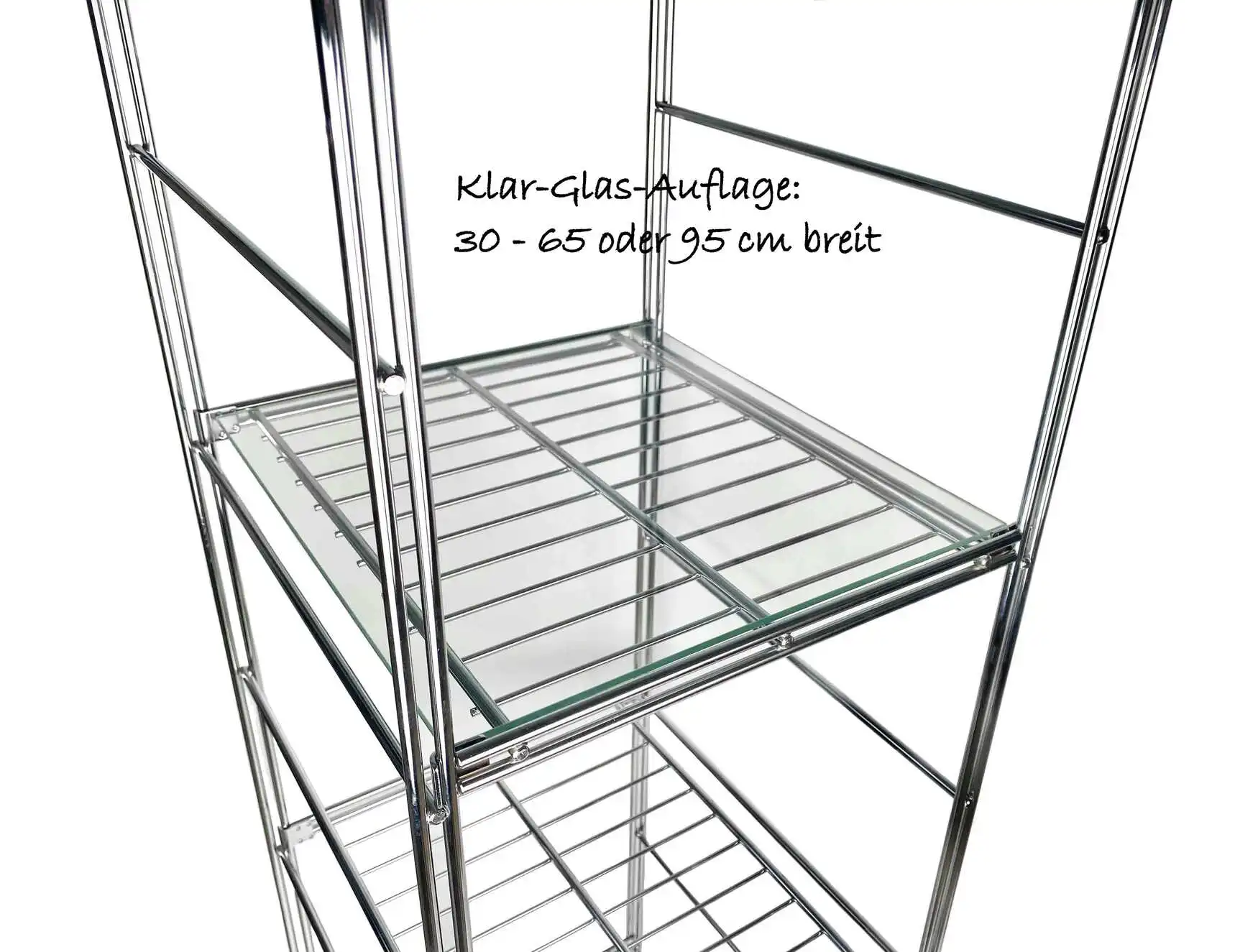 Glas Auflage auf Gitterböden aus der Serie BASIC in 30 cm, 63 cm und 95 cm Breite