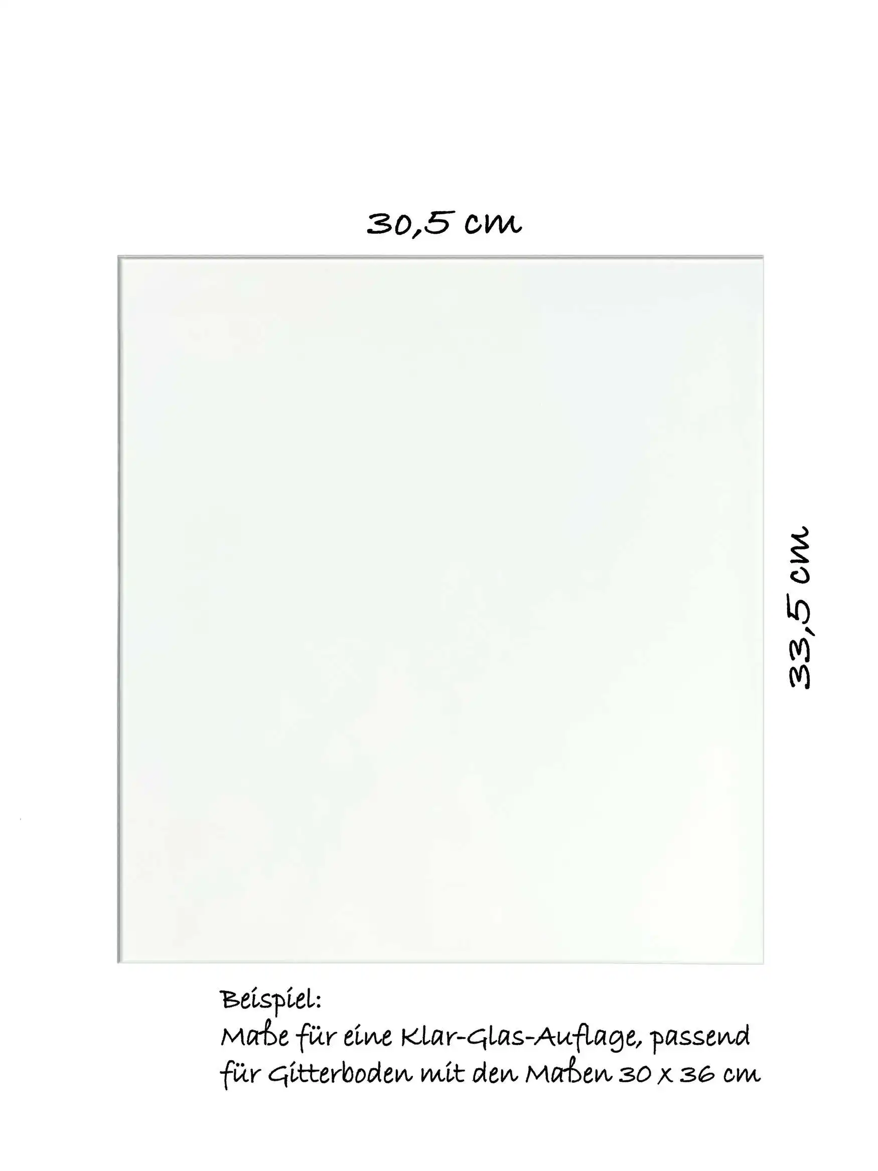 Glas-Auflage für Gitterböden aus der Serie BASIC - Beispiel in 30 cm Breite