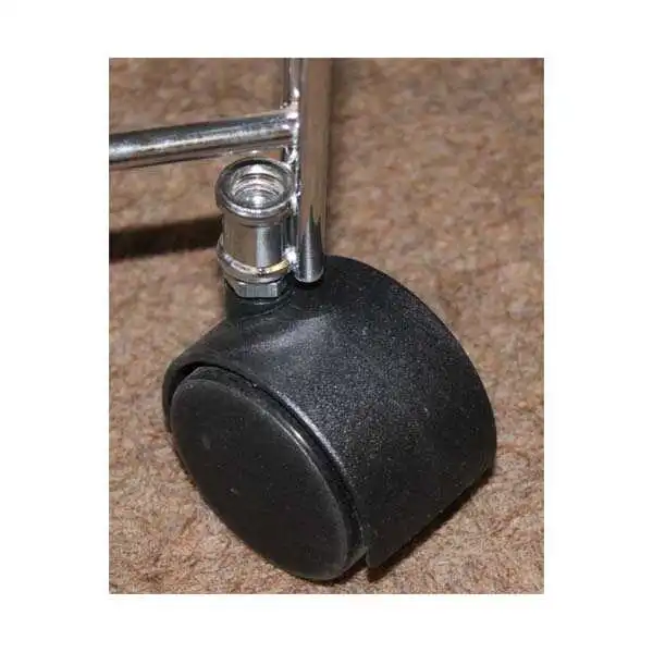 Die Kunststoffrollen werden in das Regal geschraubt. Set mit 2 Rollen Art. Nr. 546232808 Rollen schwarz aus Kunststoff 5 cm zum Schrauben