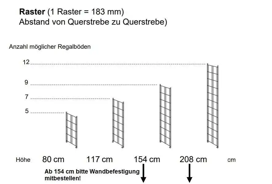 470100 BIII 280 Regalleiter in 80 cm Höhe 25 cm Tiefe Metall verchromt