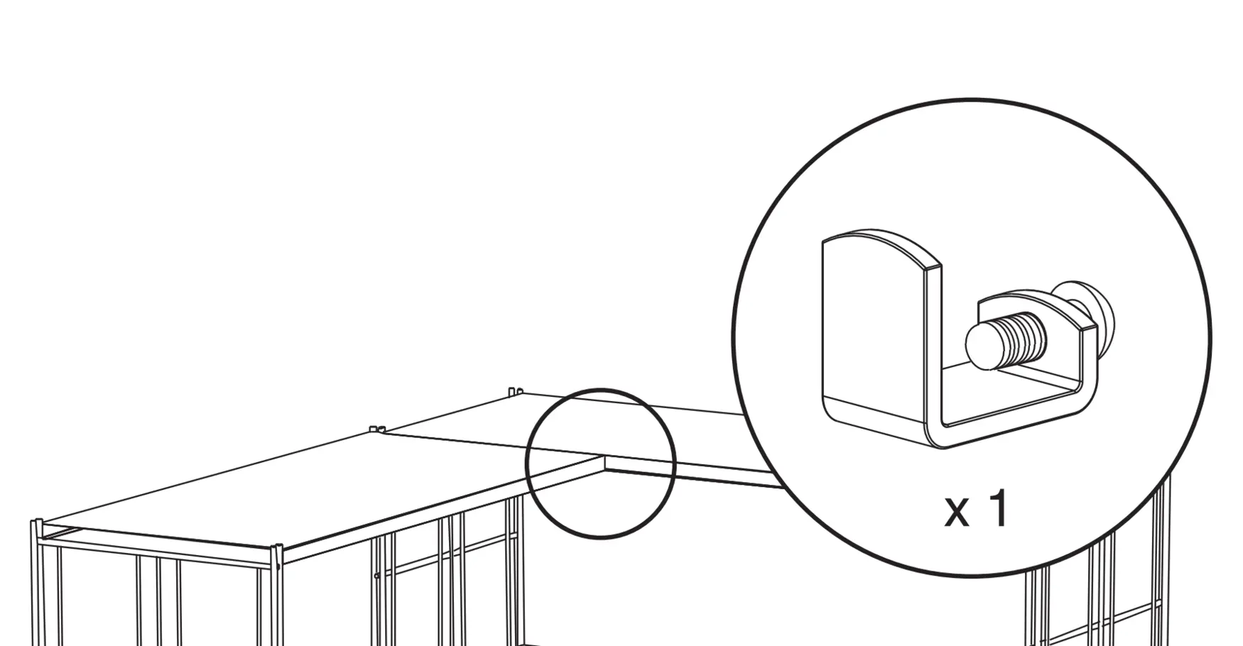 Mit Hilfe von Eckbeschlägen können Regale auch in Winkeln aufgebaut werden. Art. 270530 Eckbeschlag zum Verbinden von Blechböden BIII