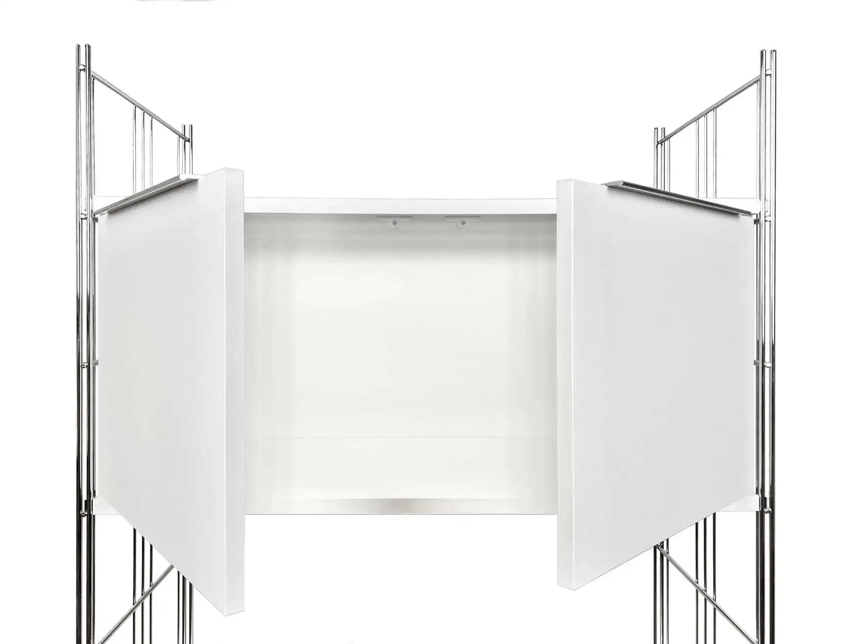 Holzkorpus mit 2 Türen zum Einbauen in aufgebaute Regale weiß mit Türdämpfer