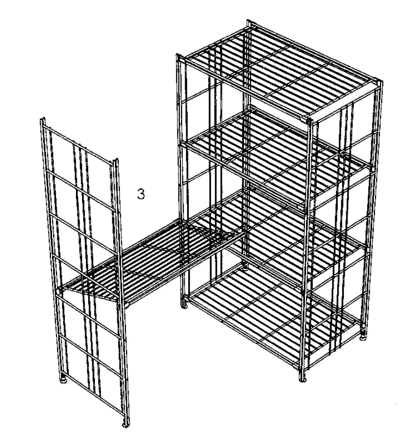 Gestalten Sie Ihre individuellen Regale auch im rechten Winkel Art. 270520 Montagebeispiel BIII Regale mit Gitterböden