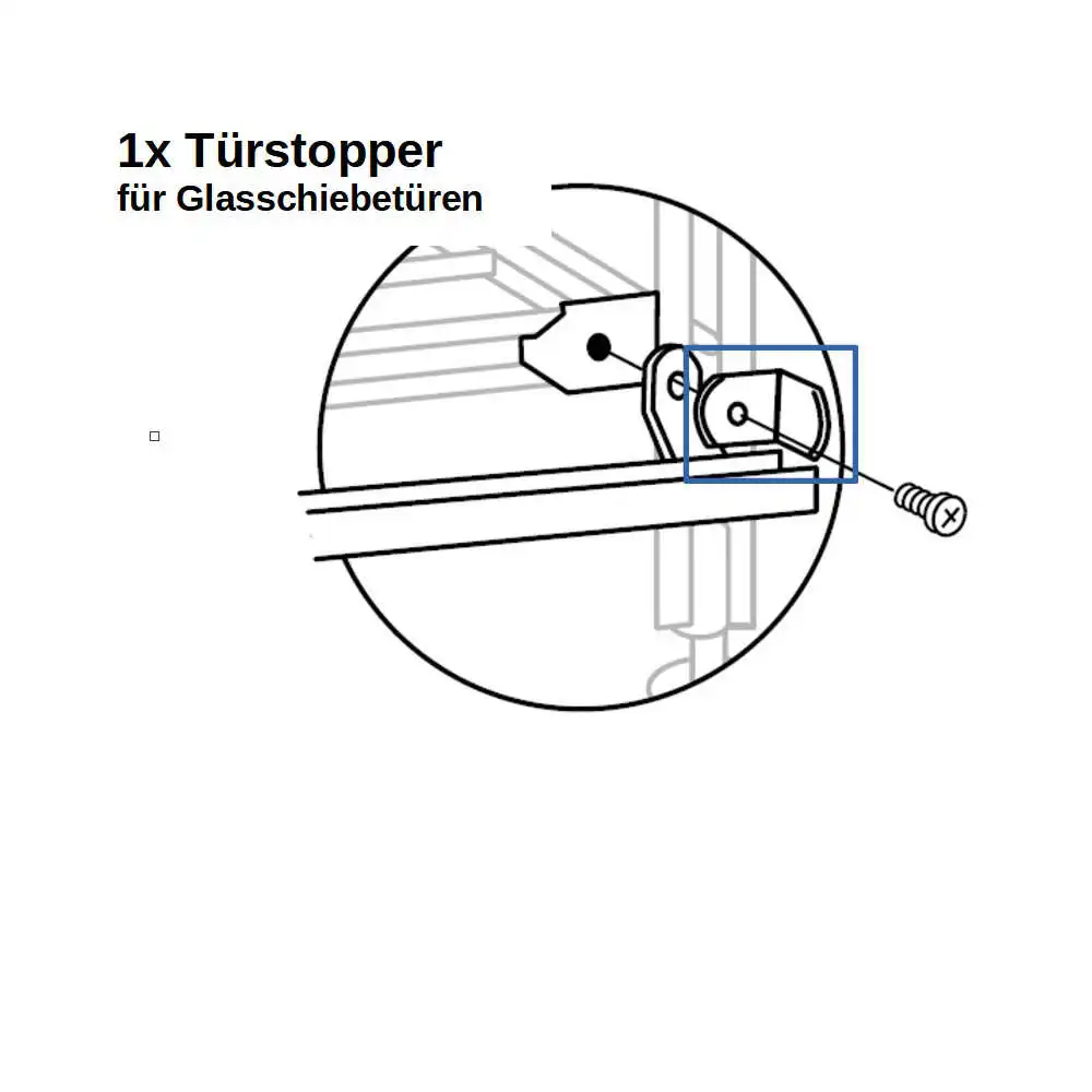 80-6370707 #Türstopper für Glasschiebetüren - BIII Montagebeispiel - pro Tür werden 2 Stopper benötigt