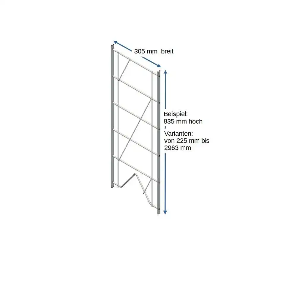 #L184 Regalleiter 835x305 mm - Tiefer 1, Etagair, erhältlich in den Höhen 225 mm - 2963 mm