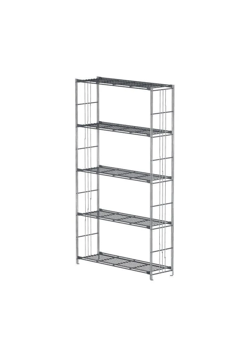 Klassisches Metallregal verchromt, aus hochwertigem Metall, 154 cm hoch,  87 cm breit mit 5 Gitterböden