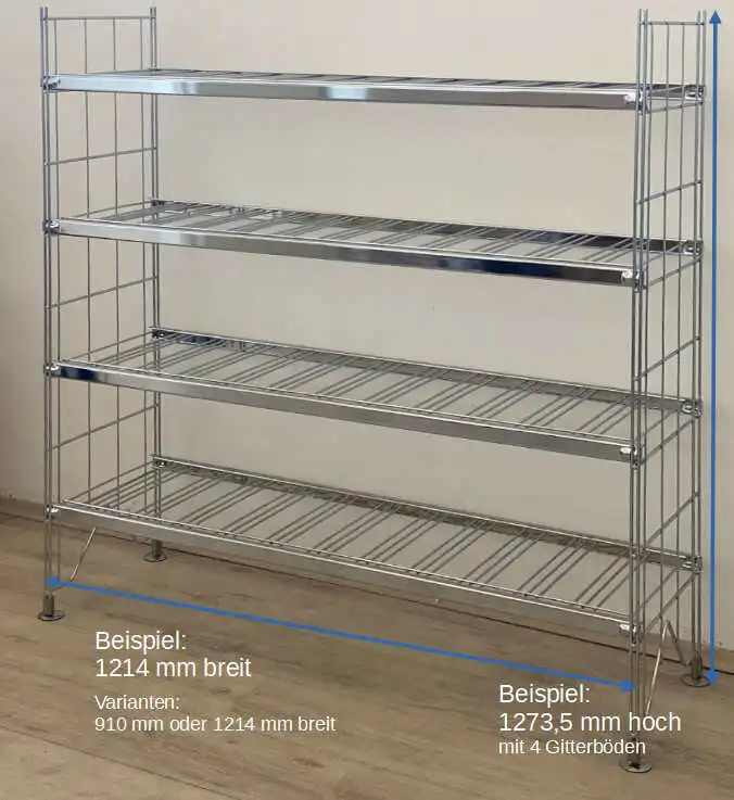 ETAGAIR Flachenregal 381 mm tief mit 4 Flaschenböden 130 cm hoch