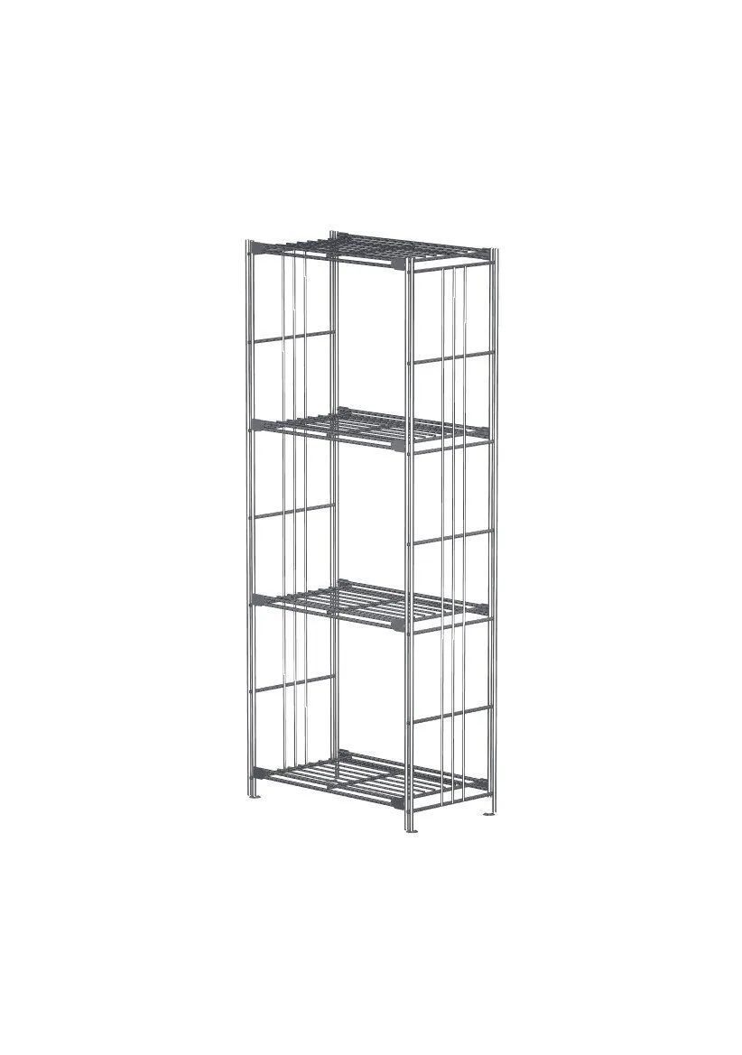 Klassisches Metallregal verchromt, aus hochwertigem Metall, 117 cm hoch, 48 cm breit mit 4 Gitterböden