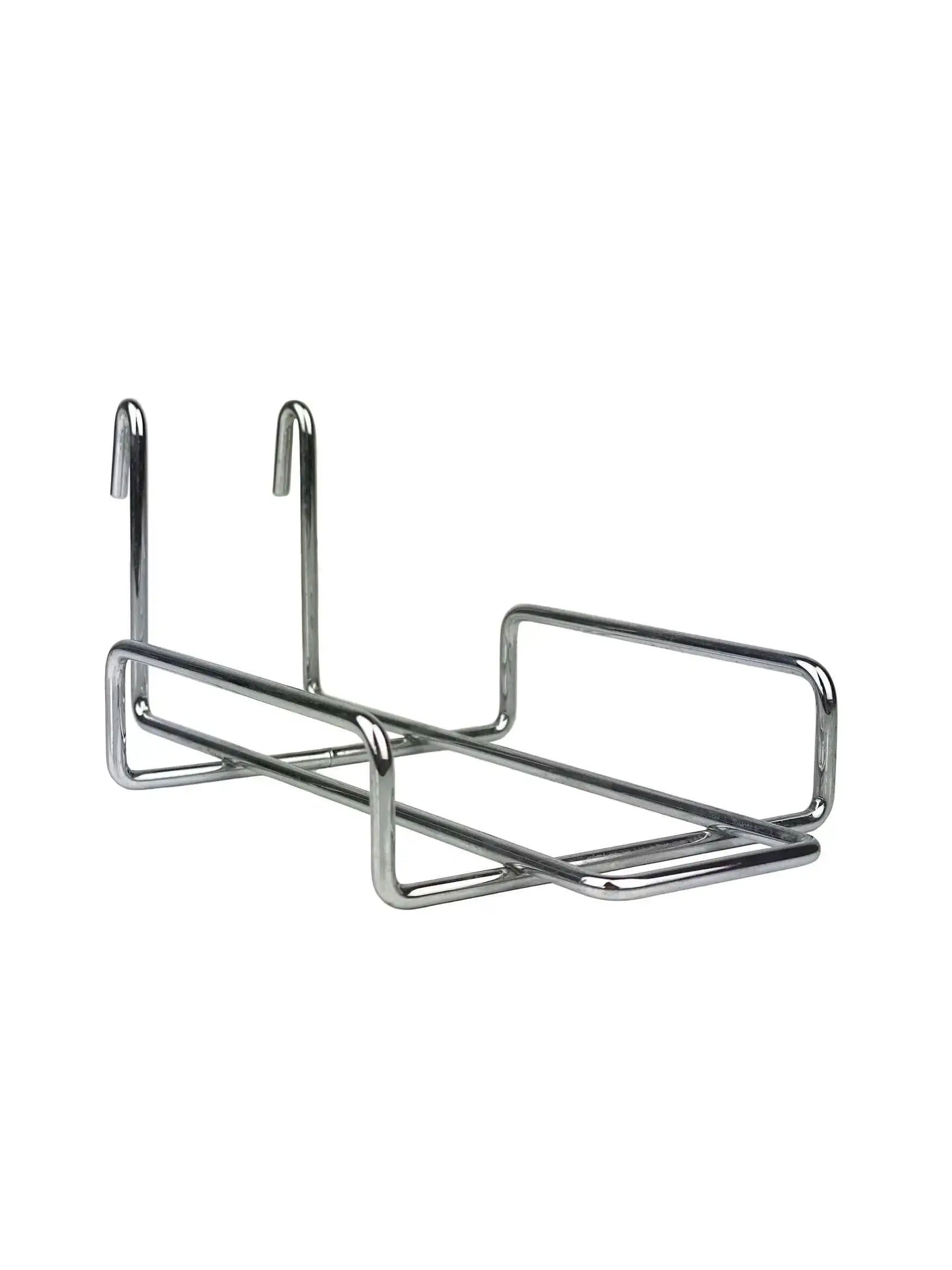 Univeral-Halter aus Chromnickelstahl, ca.170x 90x 25mm (Tiefe x Breite x Höhe) mit 2 integrierten ca. 7 cm langen Haken