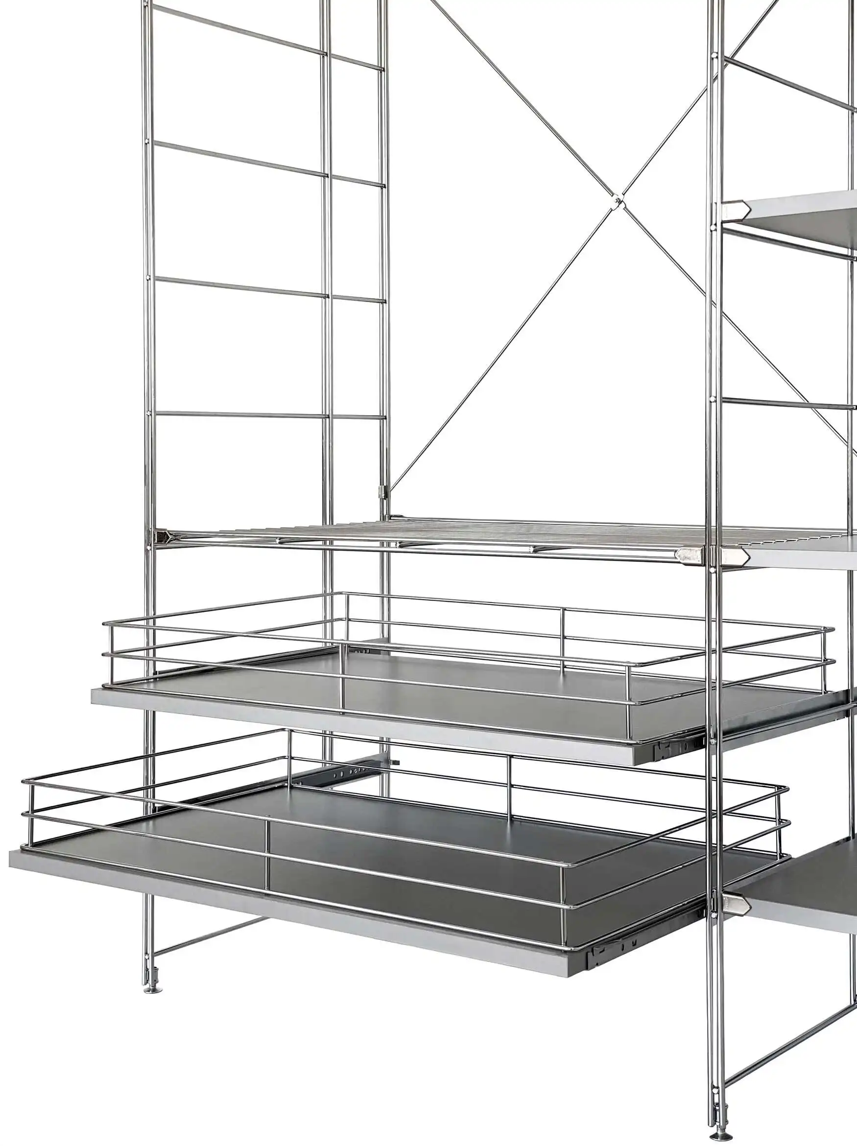 GARBO Garderobenset grau mit ausziehbaren Körben und Holzböden - erweiterbar