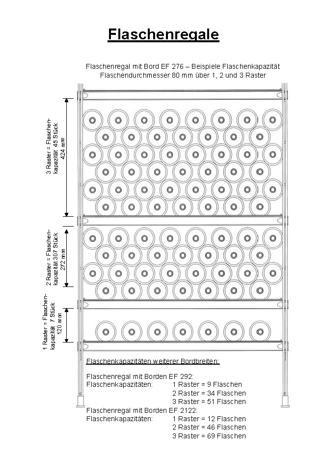 ETAGAIR Flaschenregal 381 mm tief mit 6 Flaschenböden 1731 mm hoch