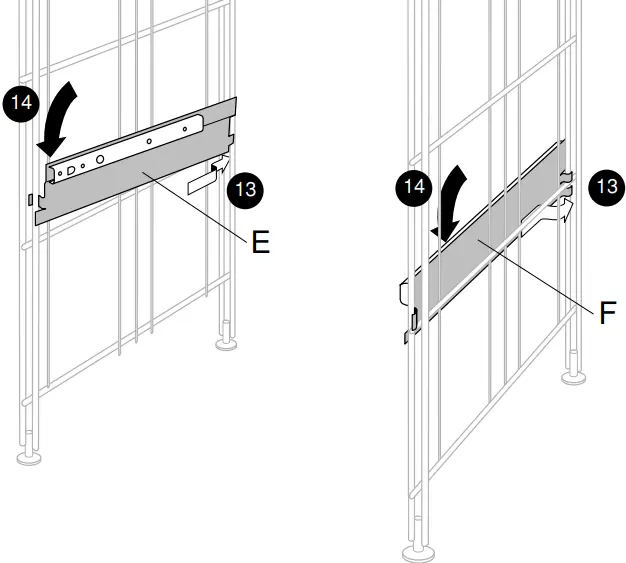 Montagebeispiel: Laufschienenpaar für Metallschubladen