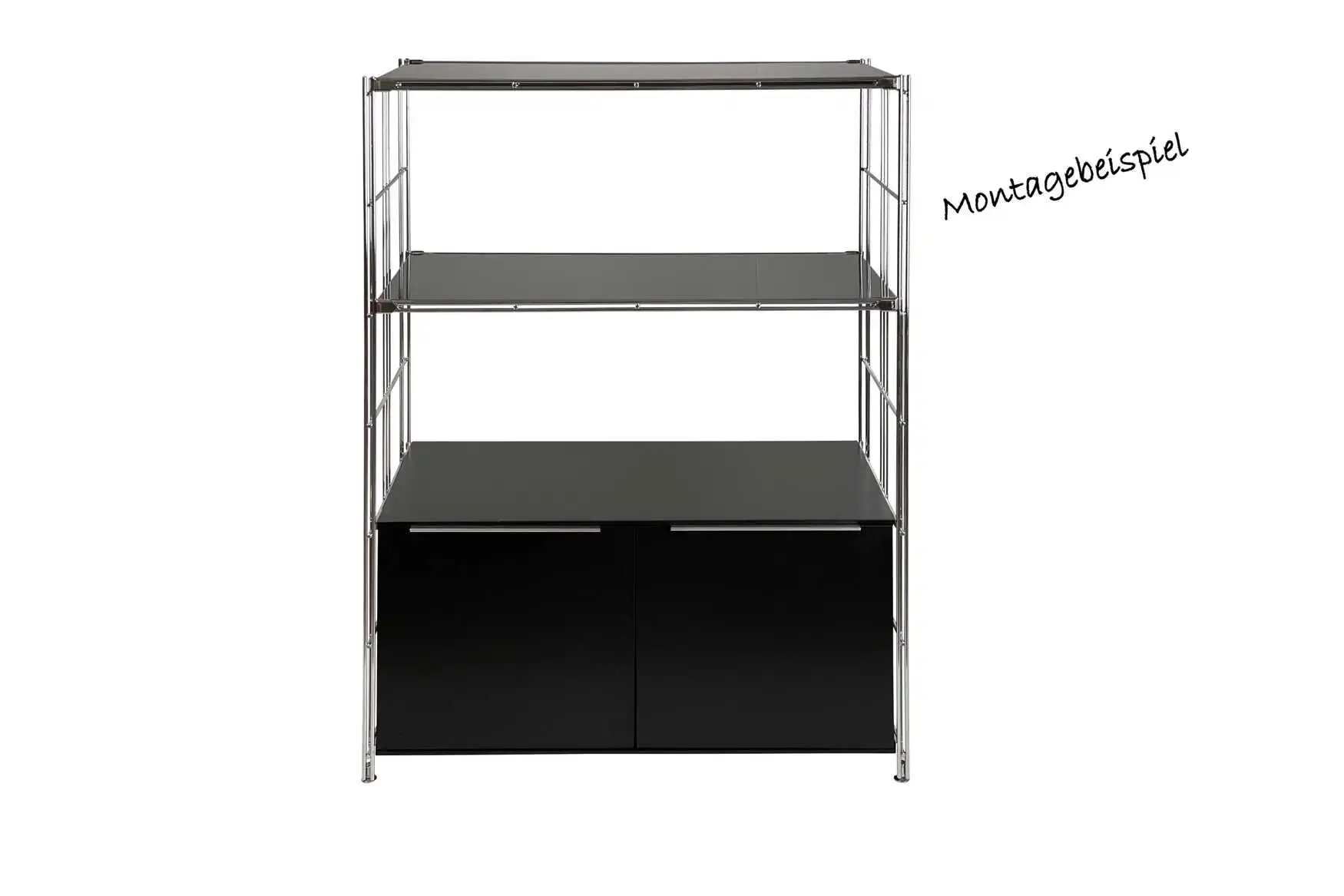 Der Korpus wird zerlegt geliefert, und lässt sich so nachtäglich in bereits aufgebaute Regale montieren.