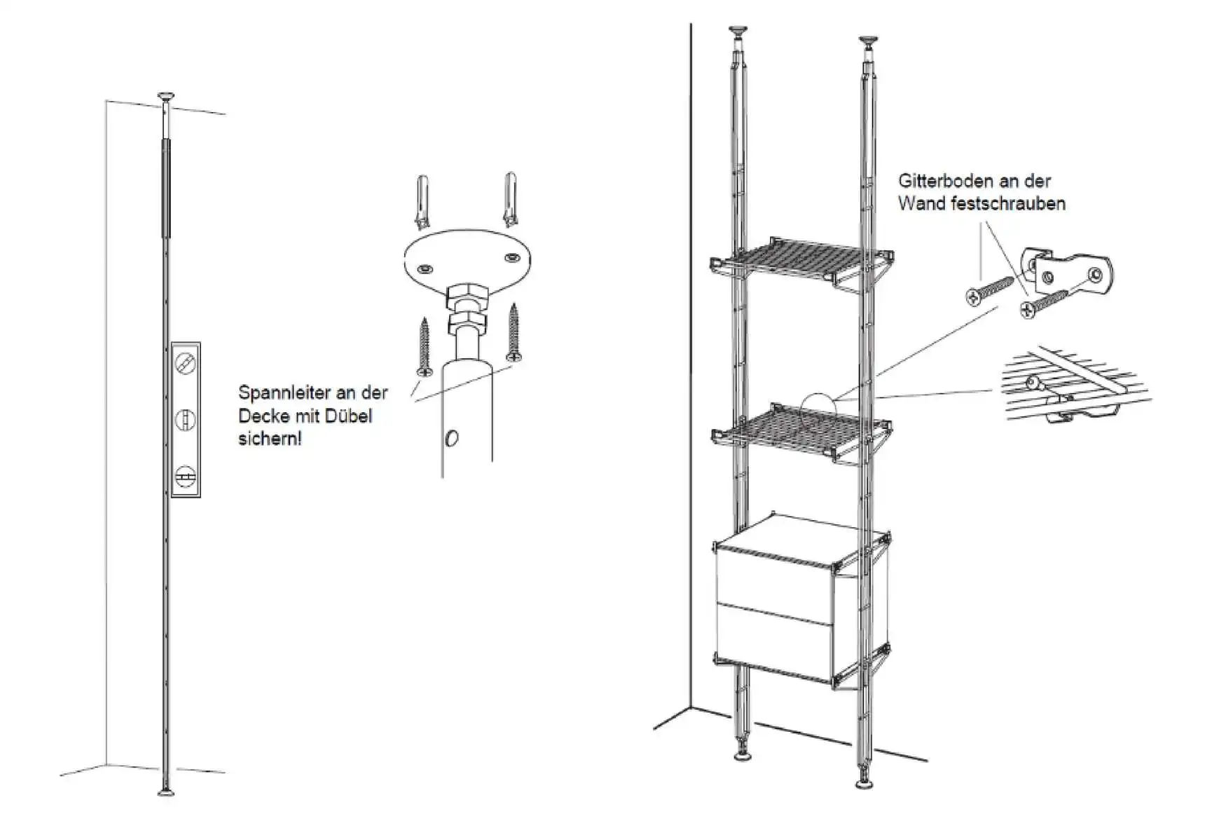 Montage Bolmen Spannleiter für Raumhöhen von 236 bis 270 cm