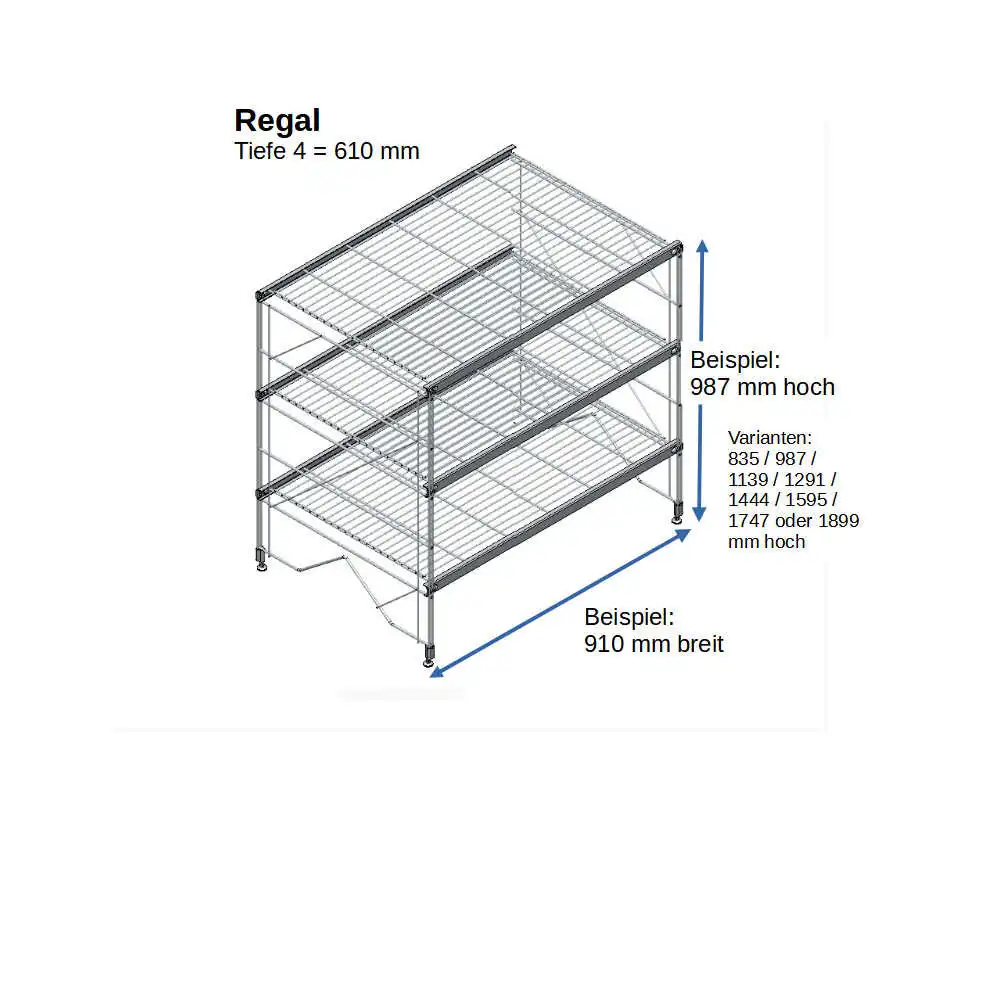 ETAGAIR Regal 610 mm tief,  910 mm breit in verschiedenen Höhen