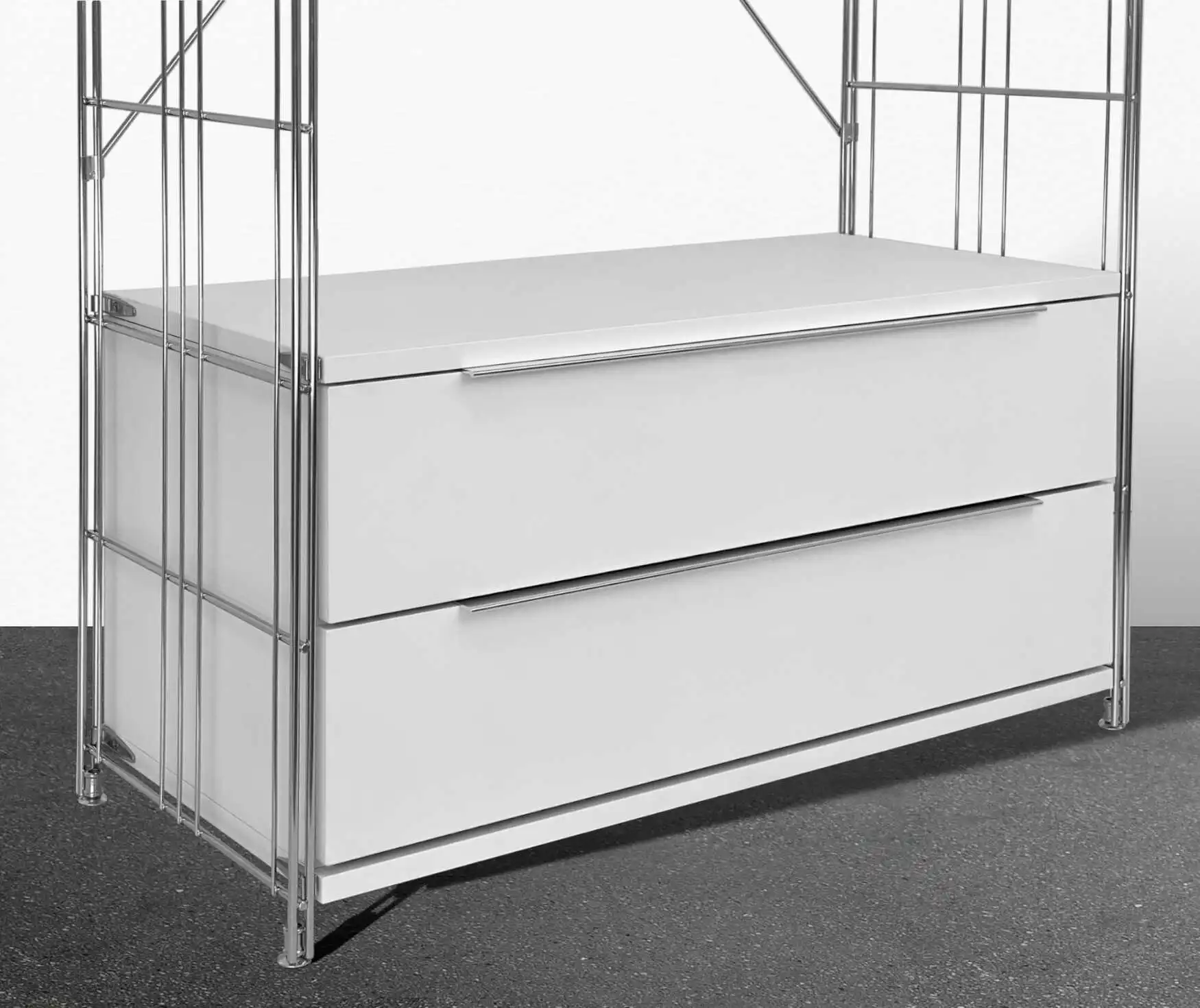 Garderobe 208 cm extra hoch mit 2 Schubfächern und 2 Holzböden