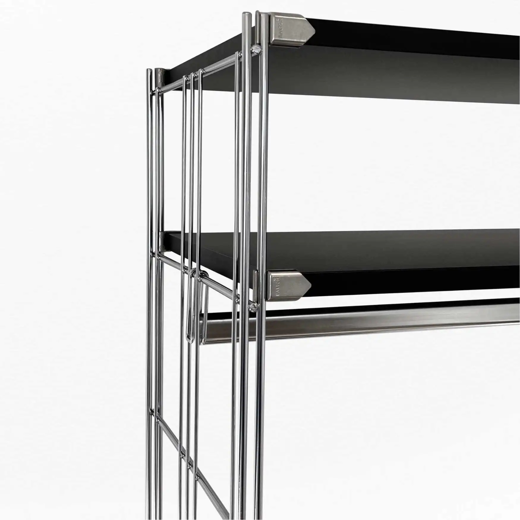 Garderobe 208 cm extra hoch mit 2 Schubfächern und 2 Holzböden edle Schwarz-Chrom-Farb-Kombination!