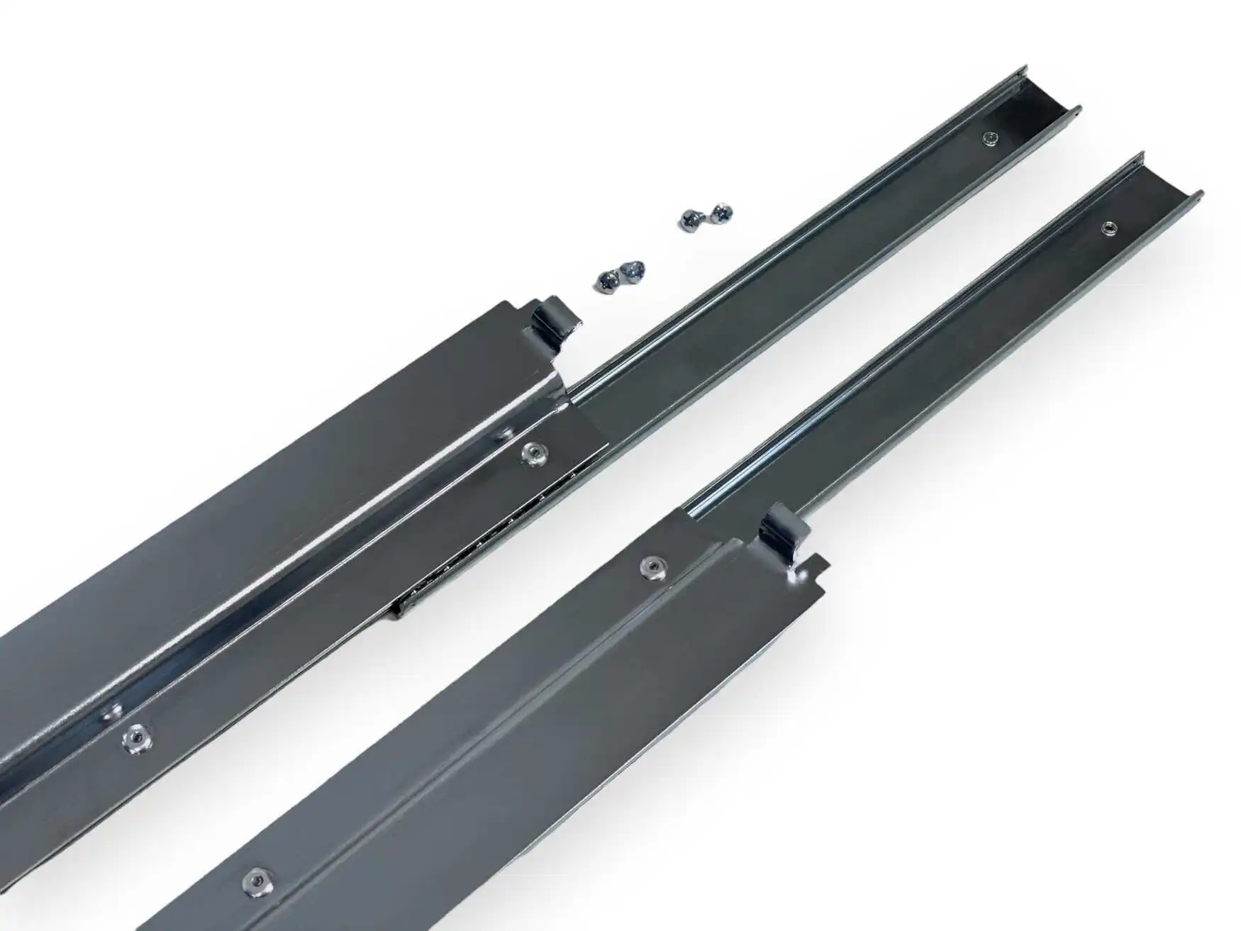 Laufschienenpaar für Metallschubladen mit Schrauben