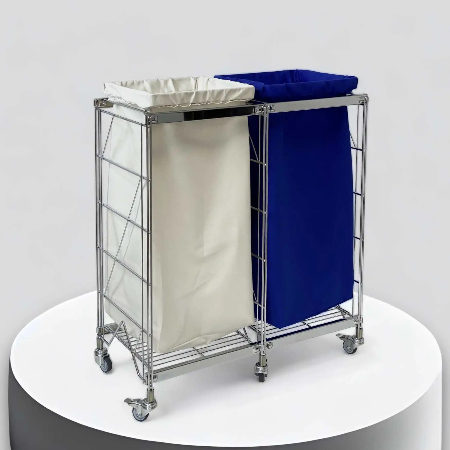 Der ETAGAIR  Wäschesortierer ist als 1Fach-Sortierer, als Doppel-Trolly oder 3fach-Wäschesammler erhältlich.