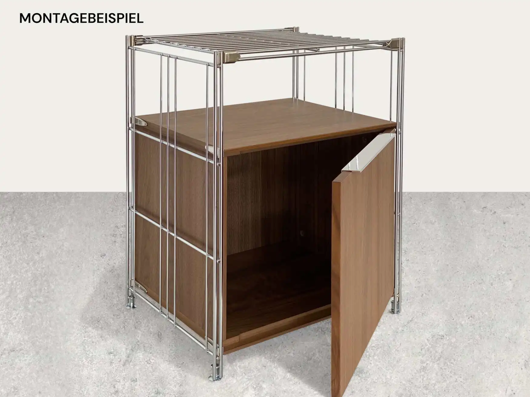 Montagebeispiel: Korpus Holz B III 380 in Nussbaum furniert zum nachträglichen Einbau