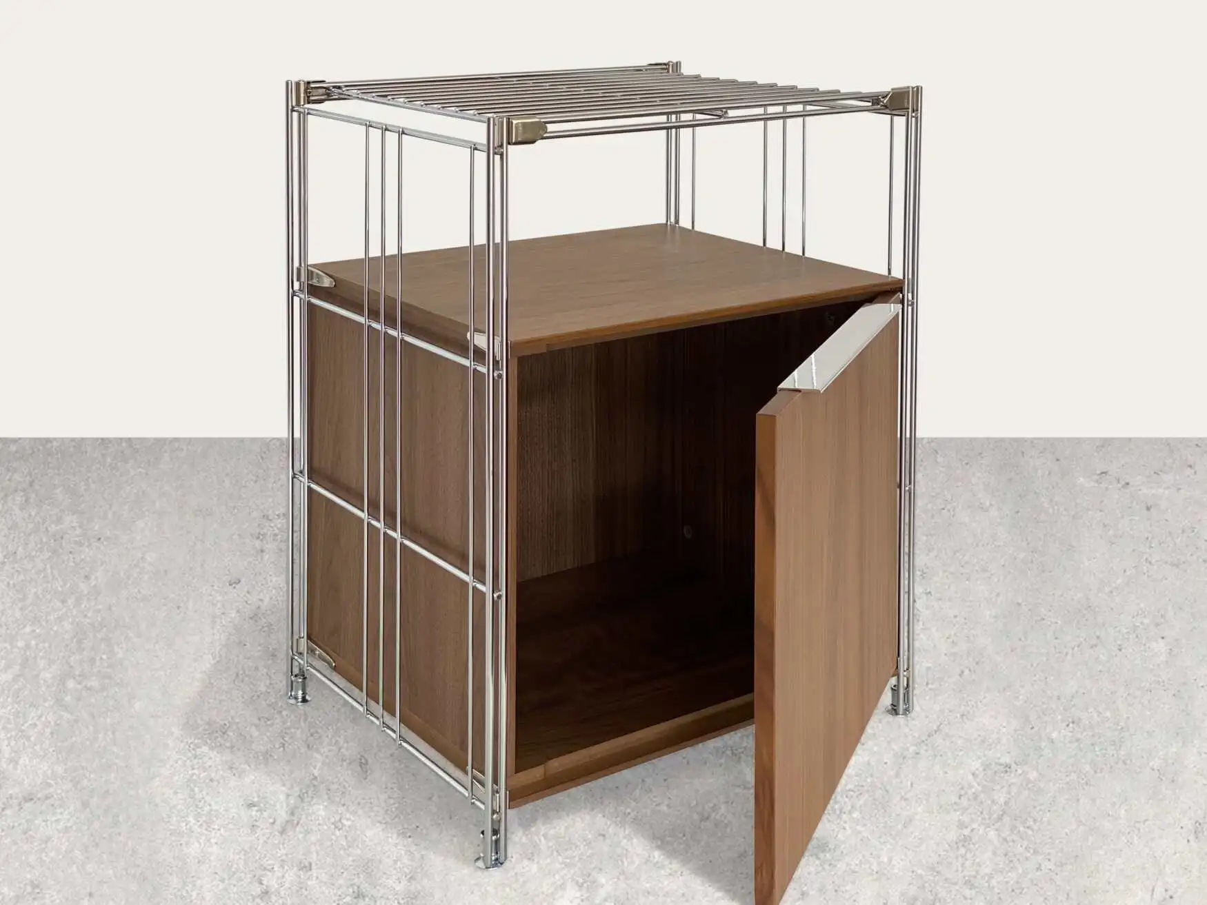 Holzkorpus Regal-Kombination 62x48x38 cm mit Tür und Gitterboden Farbe: Nussbaum-Maserung