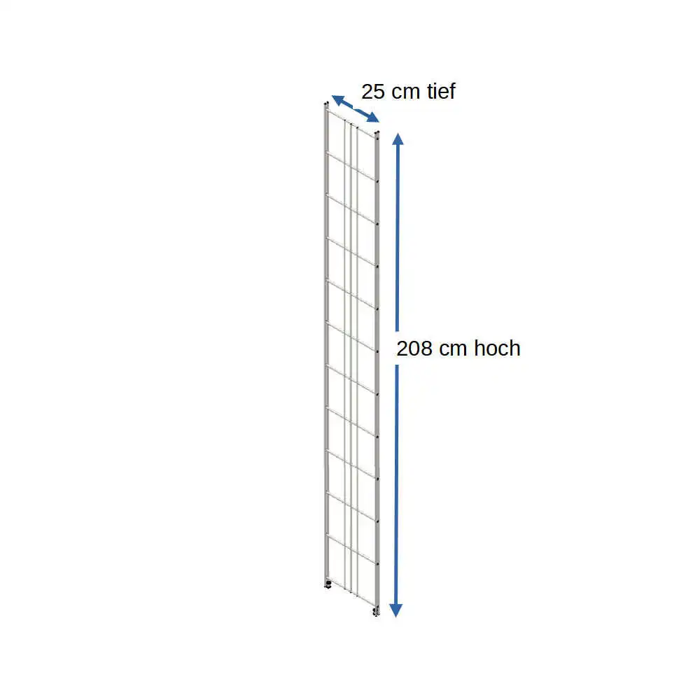 Art. Nr. 470140 Regalleiter 208 cm hoch 25 cm tief Metall verchromt