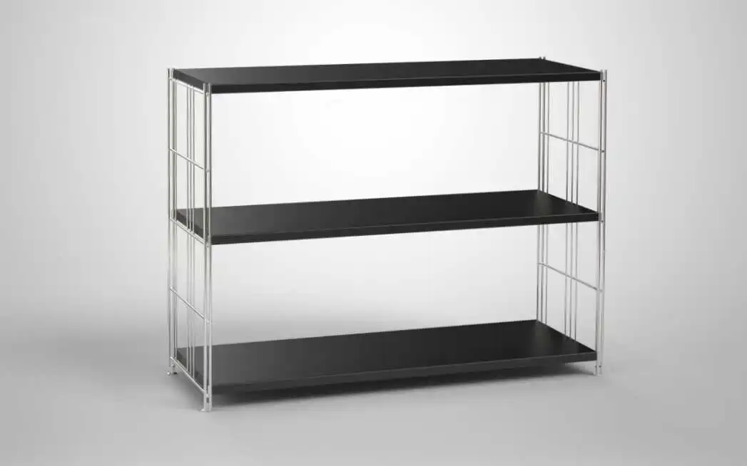 Metall-Regal mit 3 Blechböden schwarz beschichtet 80x38