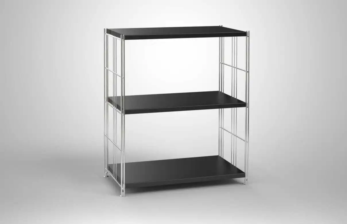 Metall-Regal mit 3 Blechböden schwarz beschichtet 80x38