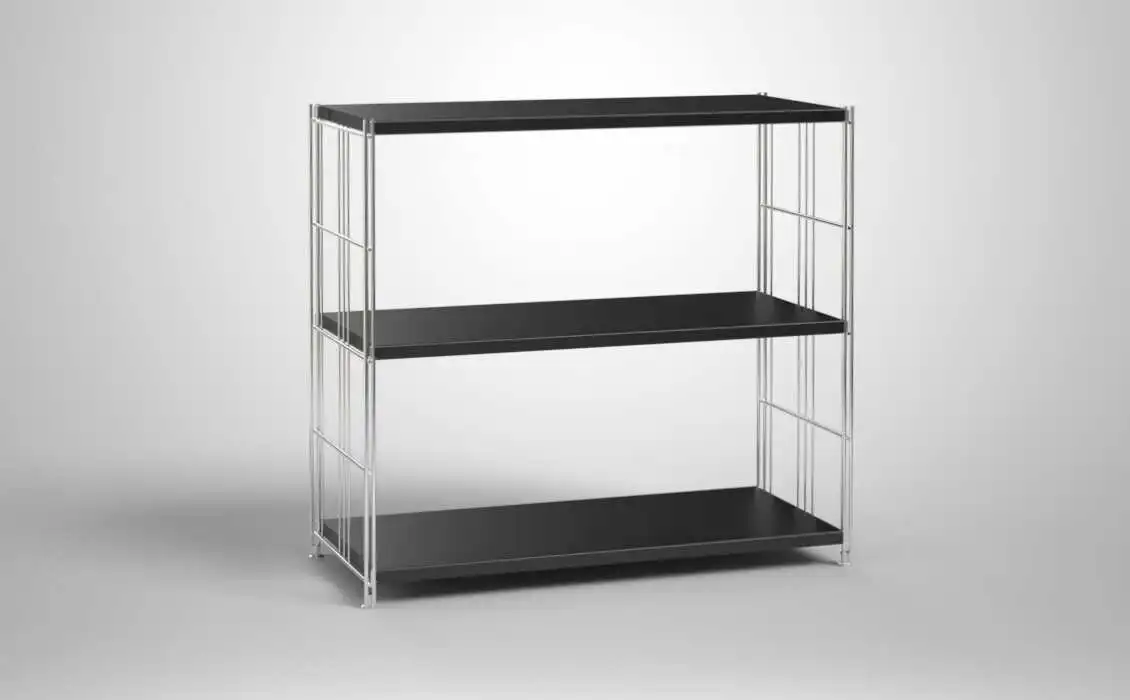 Metall-Regal mit 3 Blechböden schwarz beschichtet 80x38