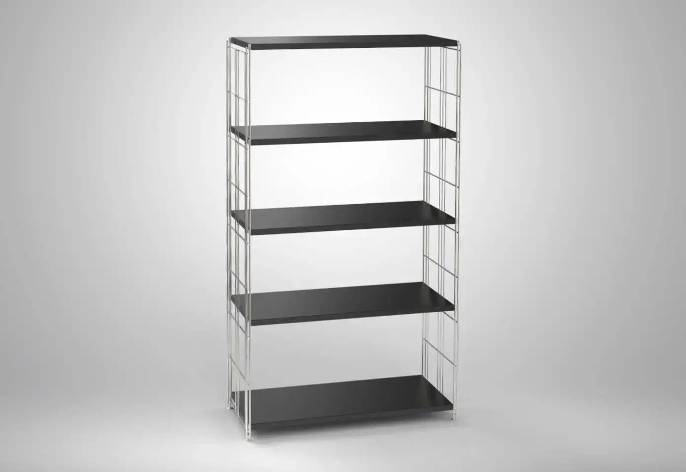 Metall-Regal mit 5 Blechböden schwarz beschichtet 154x38 cm