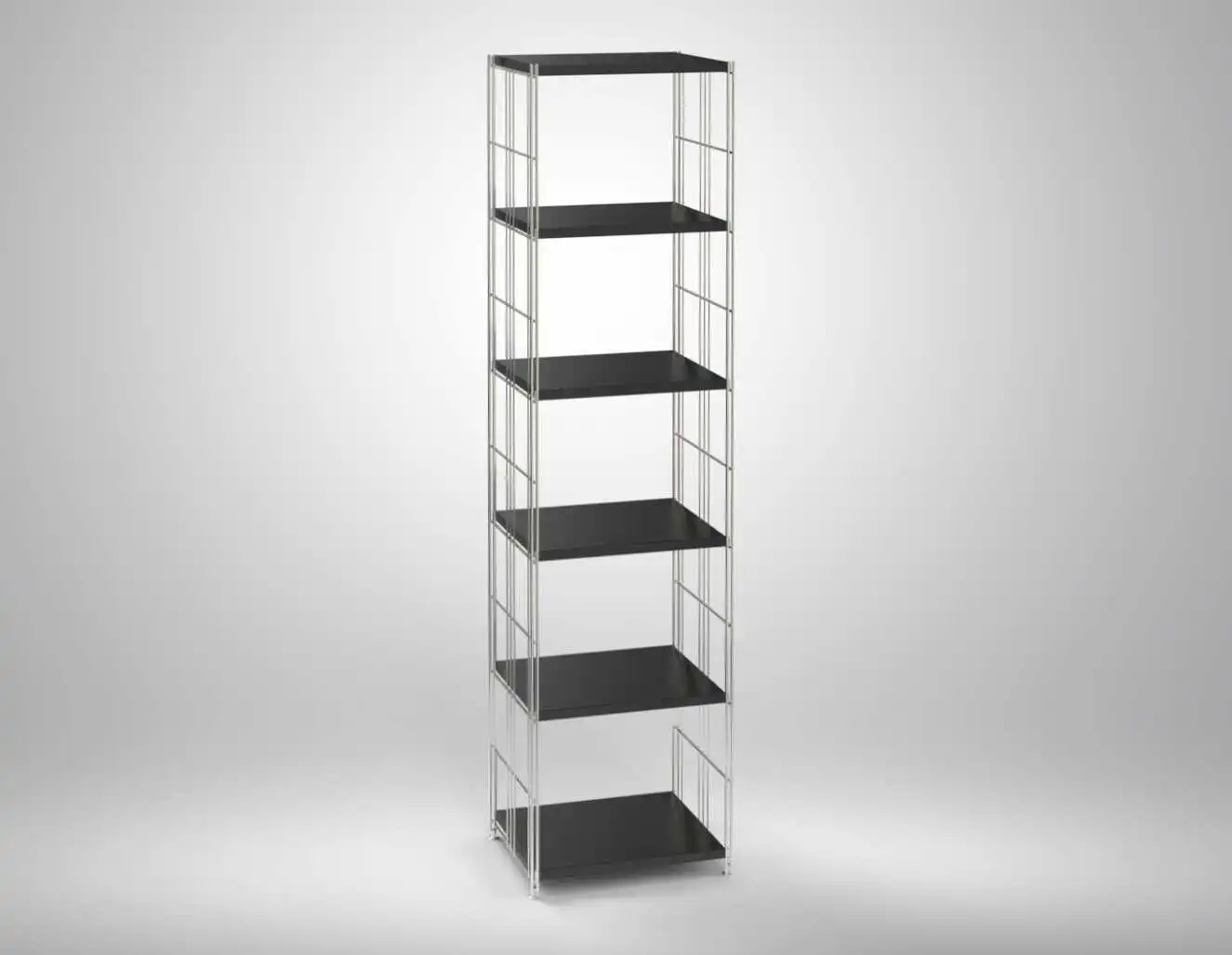 Metall-Regal mit 6 Blechböden schwarz beschichtet 190x38 cm