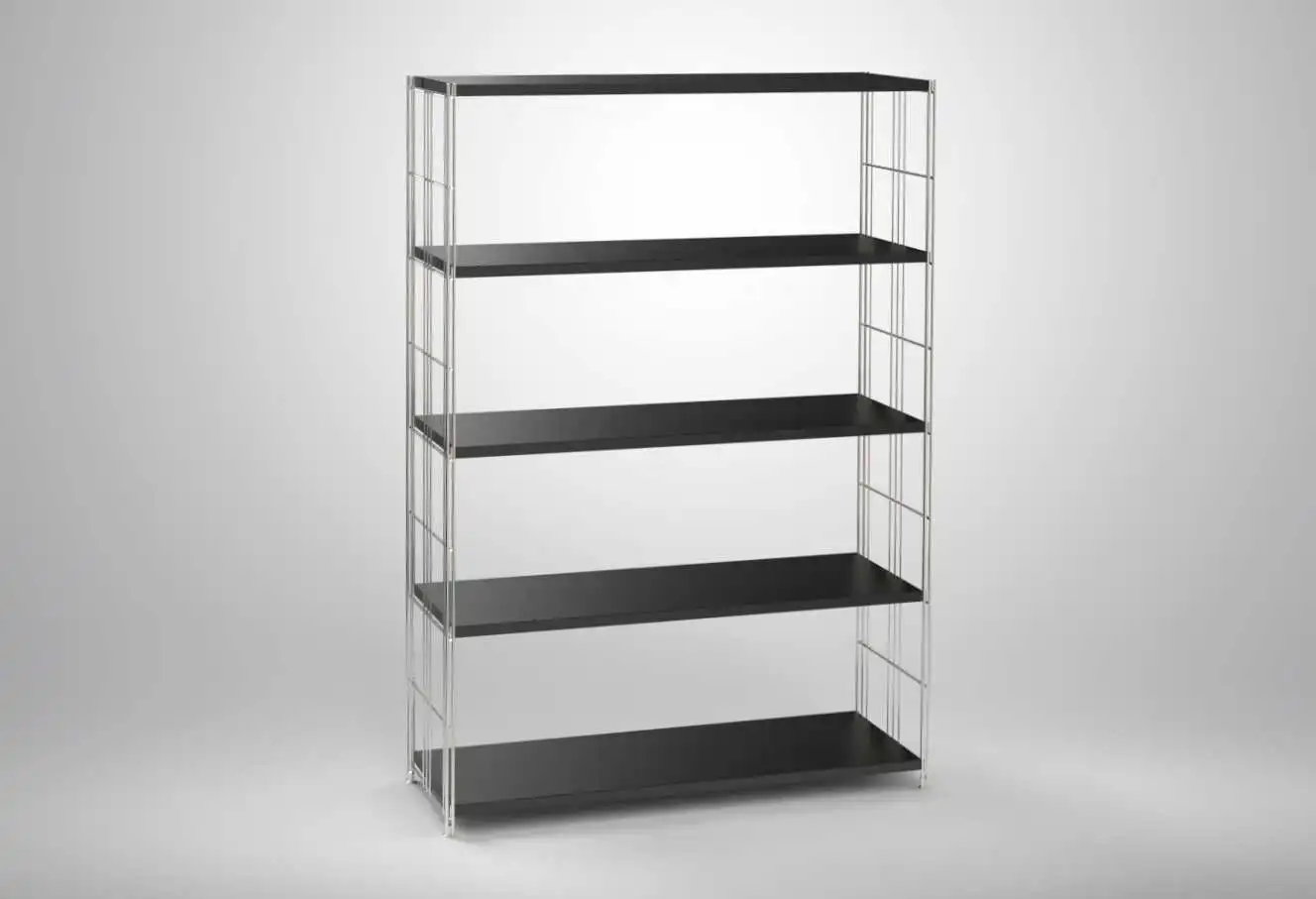 Metall-Regal mit 5 Blechböden schwarz beschichtet 154x38 cm