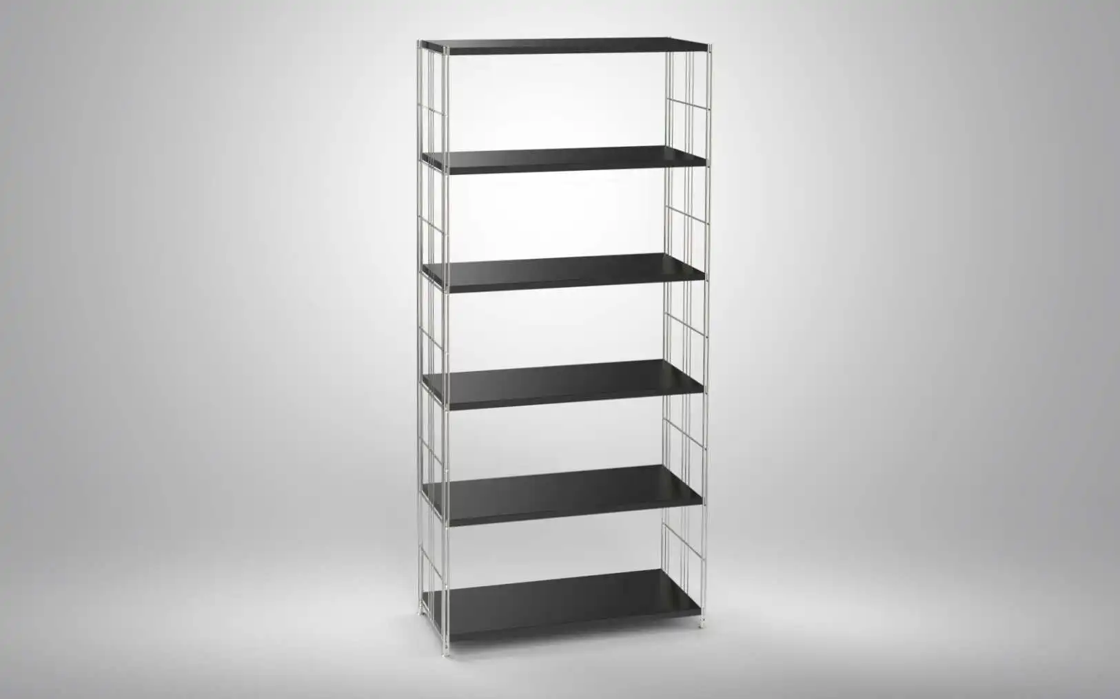 Metall-Regal mit 6 Blechböden schwarz beschichtet 190x38 cm