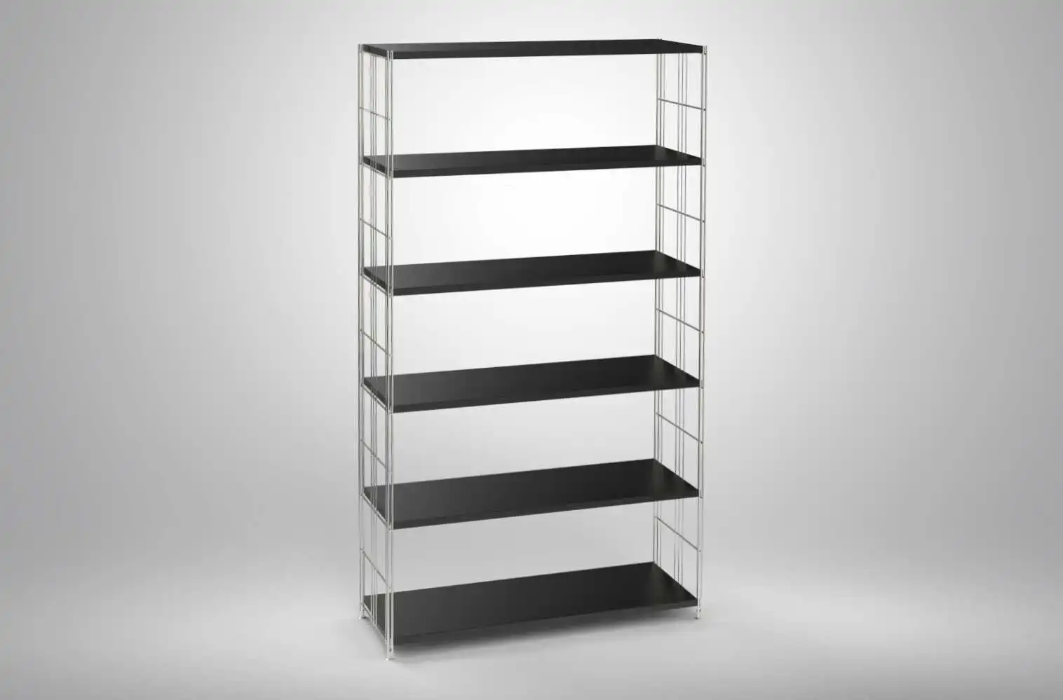 Metall-Regal mit 6 Blechböden schwarz beschichtet 190x38 cm