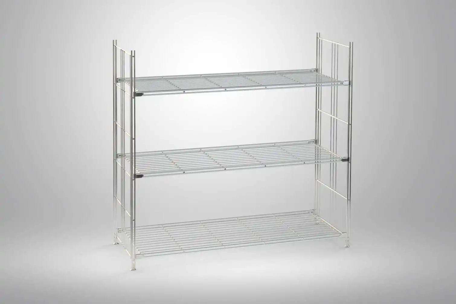 BIII Regal in chrom mit 3 Gitterböden 98 x 104 x 38 cm Farbe: Chrom