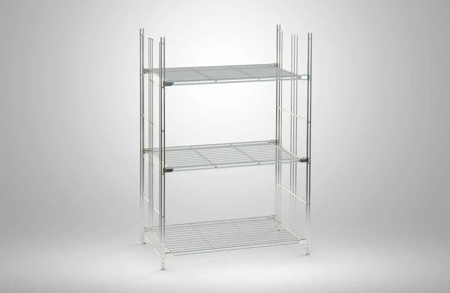 BIII Regal in chrom mit 3 Gitterböden 98 x 65 x 38 cm Farbe: Chrom